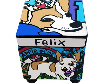 Urnas para mascotas: urna conmemorativa personalizada para cenizas, caja de recuerdo de cerámica pintada a mano, urna funeraria personalizada para entierro, homenaje a la pérdida de un perro.