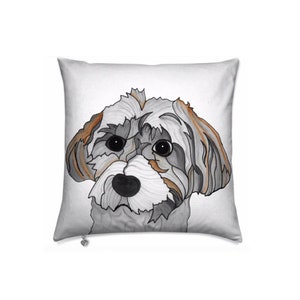 Custom dog memorial pillow with personalization. Havanese remembrance pillow with name and time on earth.
