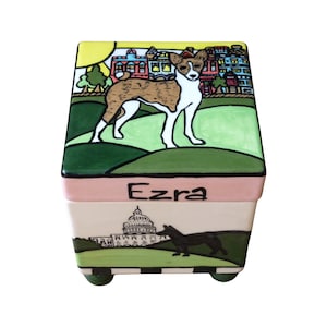 Urna personalizada para cinzas de cachorro – Urna de cremação personalizada para animais de estimação, Urna funerária de cerâmica feita à mão com nome, Presente memorial exclusivo para cães, Lembrança de sepultamento
