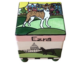 Urna de cremación personalizada para perros: urna funeraria de cerámica hecha a mano con nombre, regalo conmemorativo único para perros, recuerdo funerario.
