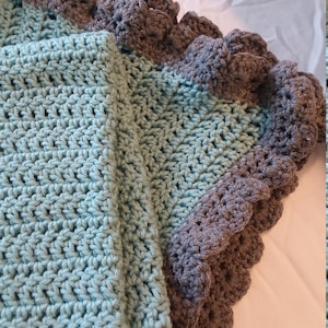 Crochet Light Green and Gray Baby Blanket - Unisex Baby Blanket - Crochet Baby Blanket - Light Green and Gray Baby Blanket - Baby Blanket