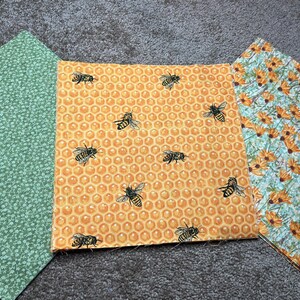 Made to Order** Rag Quilt Table Runner - Spring - Flowers - Sunflowers - Bees