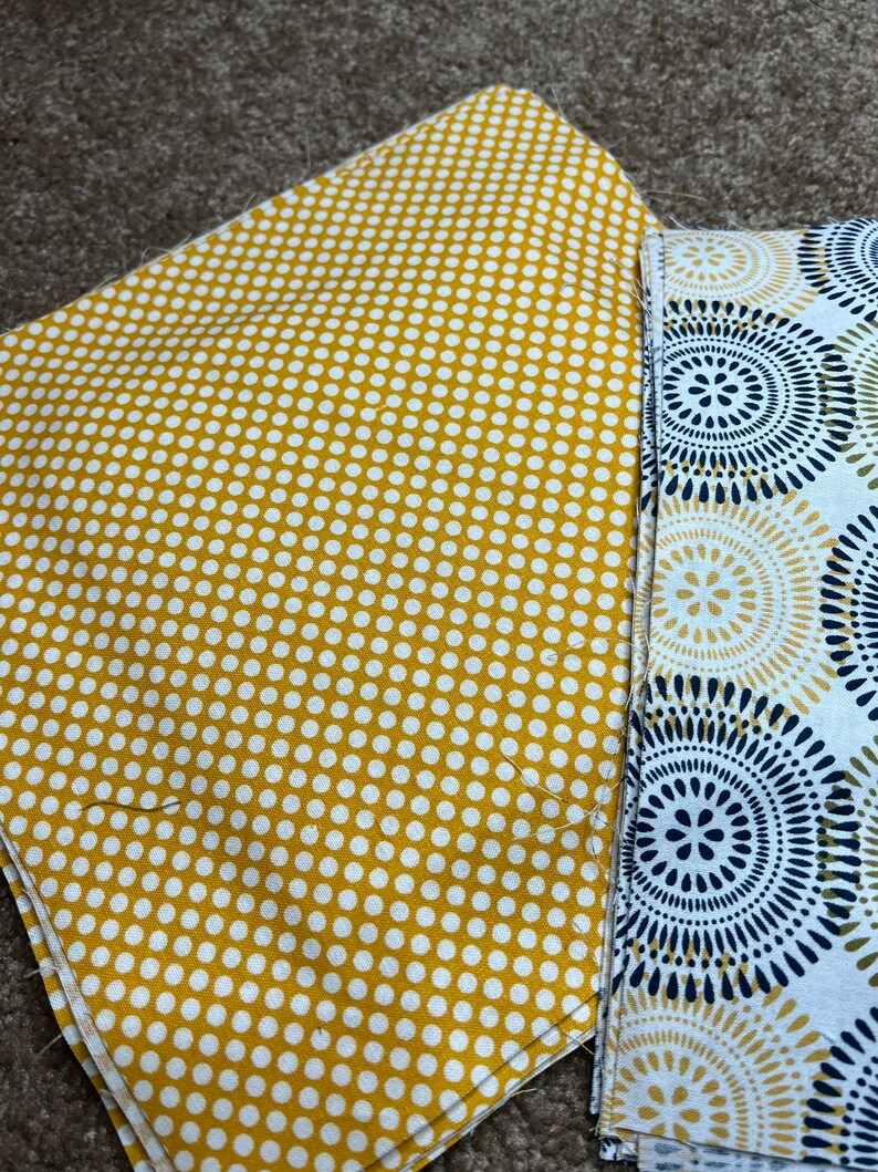 Made to Order Rag Quilt Table Runner Navy and Yellow Etsy