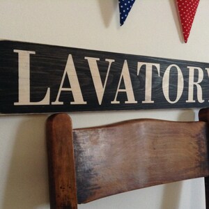 Lavatory Sign Vintage Old Look Toilet Handmade wooden sign wood plaque vintage style image 1