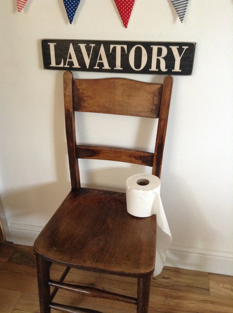 Lavatory Sign Vintage Old Look Toilet Handmade wooden sign wood plaque vintage style image 2