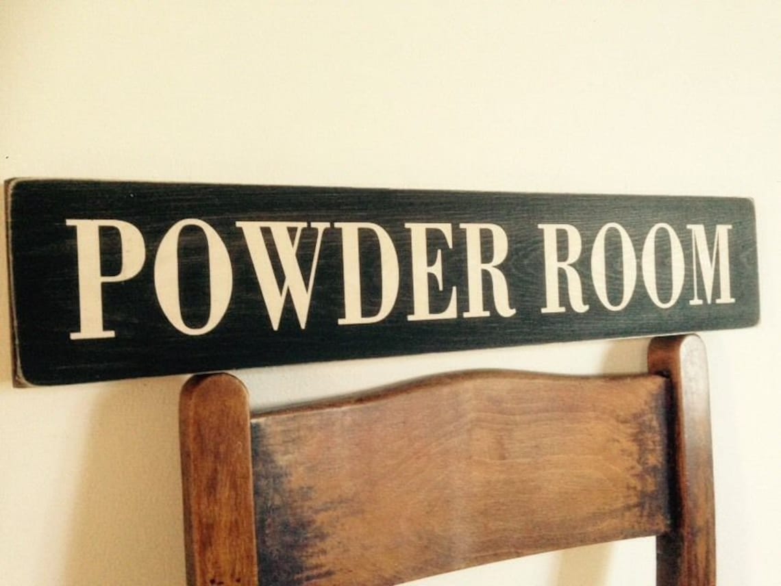 Powder Room Sign Plaque Vintage Old Look Toilet Room - Etsy UK