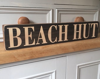 Beach Hut Sign Seaside Bathroom Plaque Vintage Style Handmade HansPainted