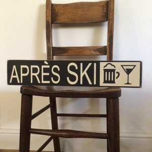 Apres ski sign ski jump plaque wooden sign vintage style skiing gift handmade