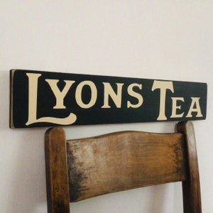 Lyons tea Wooden Vintage antique Style Sign Kitchen cafe coffee Plaque Room wooden signs