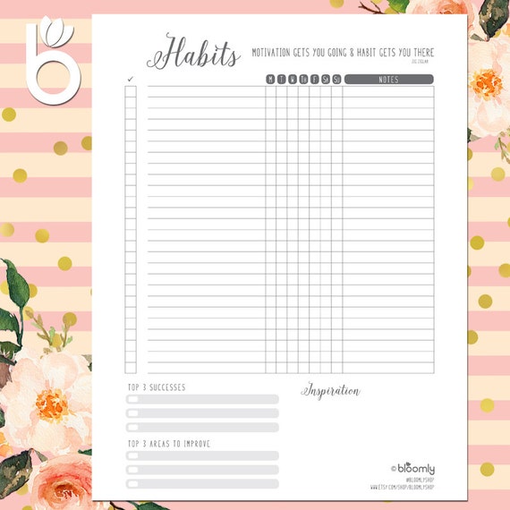 weekly habit tracker printable daily habits bullet journal etsy