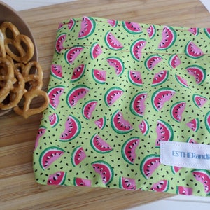 Reusable Washable Snack Bag, Reusable sandwich bag, Eco friendly, In Stock and Ready to Ship, Mini Watermelon, Get ready for back to school