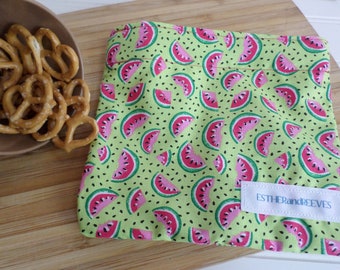 Reusable Washable Snack Bag, Reusable sandwich bag, Eco friendly, In Stock and Ready to Ship, Mini Watermelon, Get ready for back to school