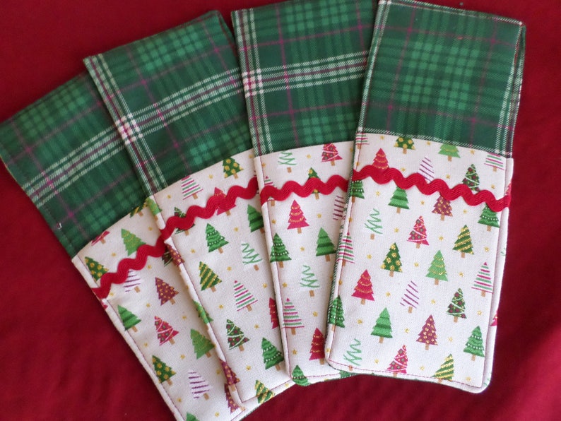 Silverware Pockets Set of 2 Christmas Trees Ready to ship