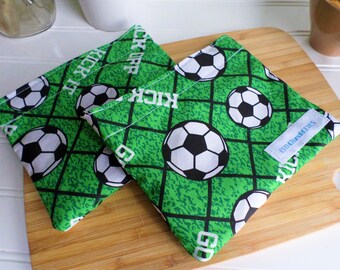 Reusable Washable Snack Bag, Reusable sandwich bags, Eco friendly, In Stock and Ready to Ship, Soccer, Get ready for back to school