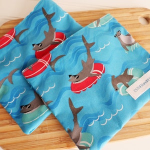 Reusable Washable Snack Bag, Reusable sandwich bag, Eco friendly, In Stock and Ready to Ship, Sharks on tubes, Get ready for back to school