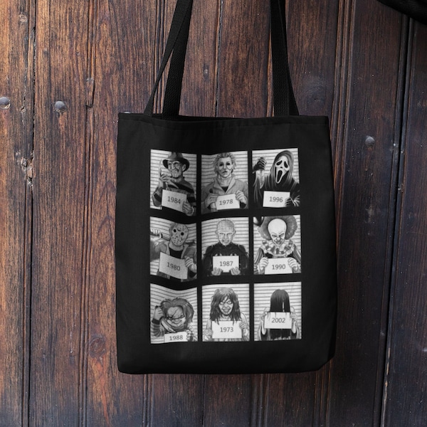 Horror tote bag, Halloween tote, scary movie tote, reusable bag, book bag, horror movie gift, horror movie fan gift, Trick or Treat Bag
