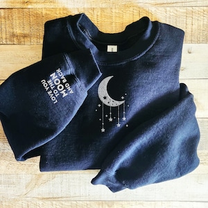 Brodé Love You To The Moon And Back Sweat-shirt unisexe, sweat-shirt couple, cadeau anniversaire, cadeau pour petite amie femme meilleure amie