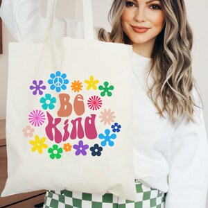 Be Kind Canvas Tote Bag, Reusable Tote Bag