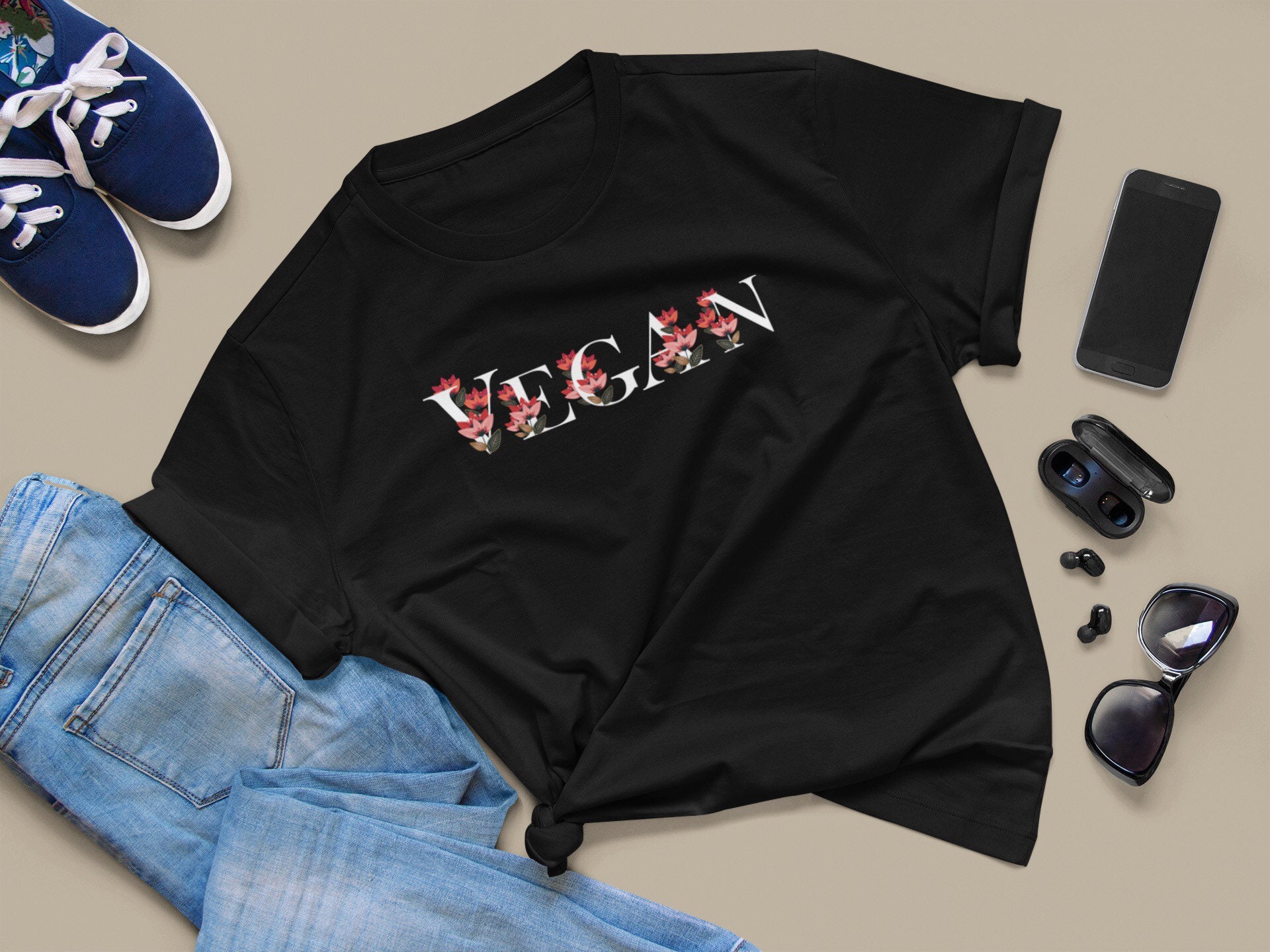 Vegan Tshirt, Vegan Shirt, Floral Shirt, Cute Womens shirt, Vegan Gift, Cute Vegan