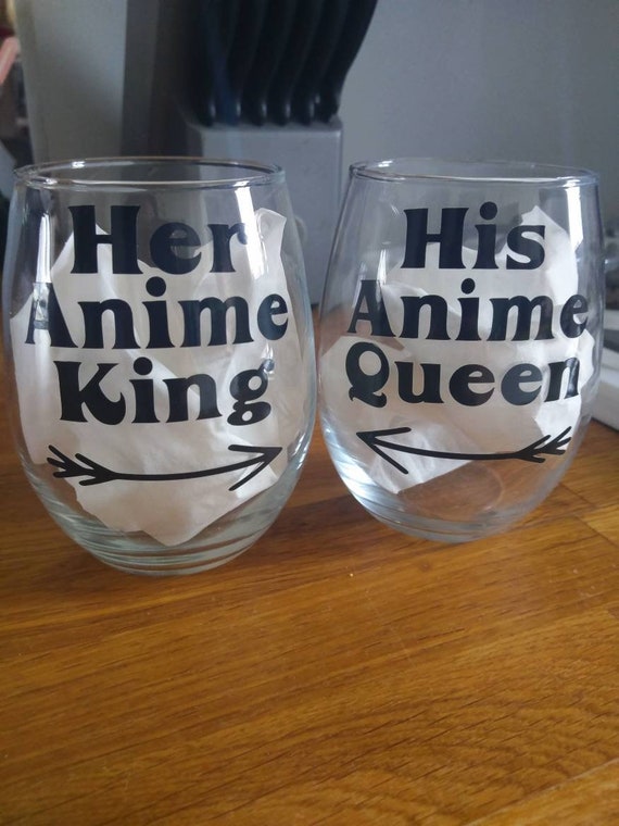 anime couples wine glass