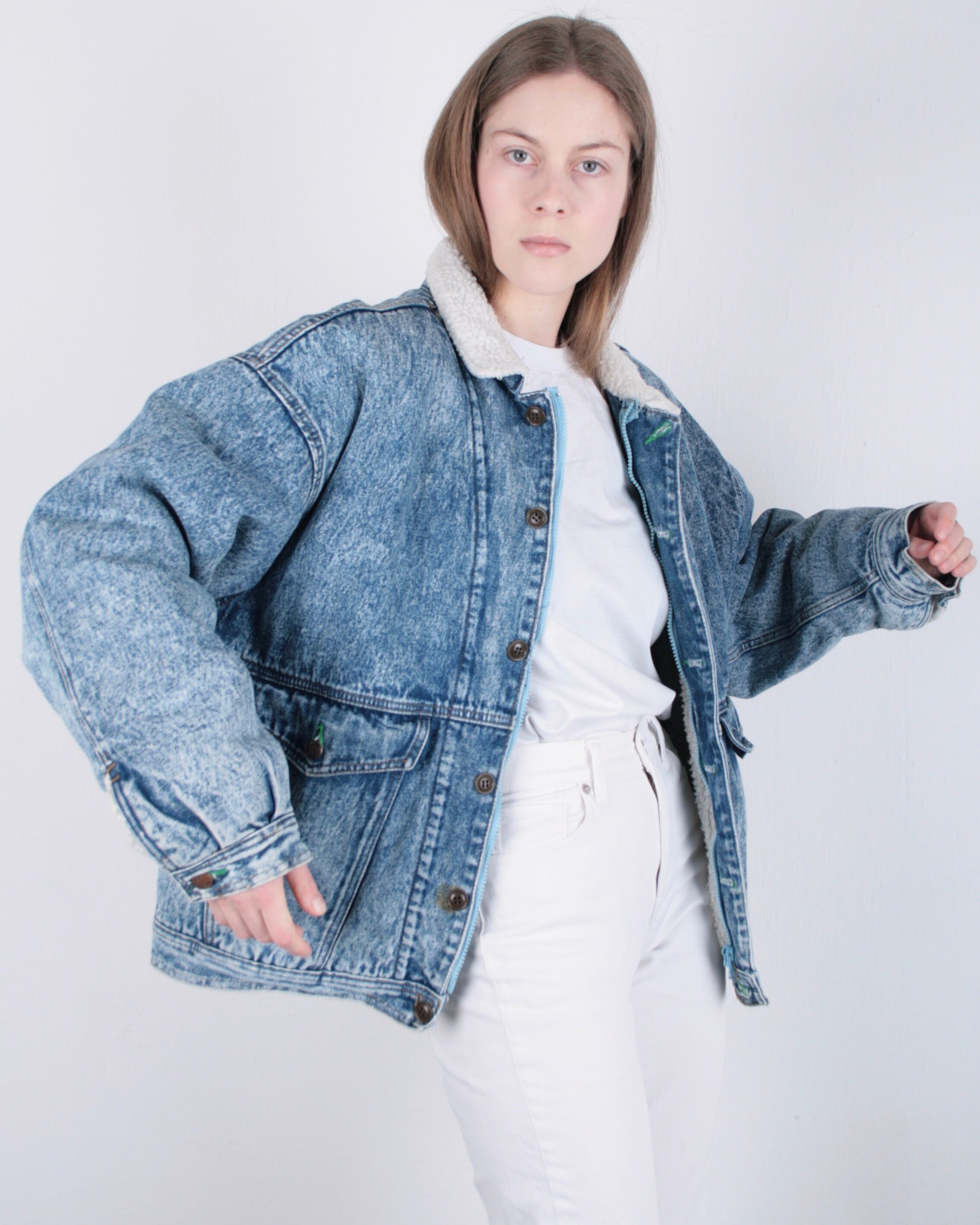 Denim sherpa Jacket Etsy