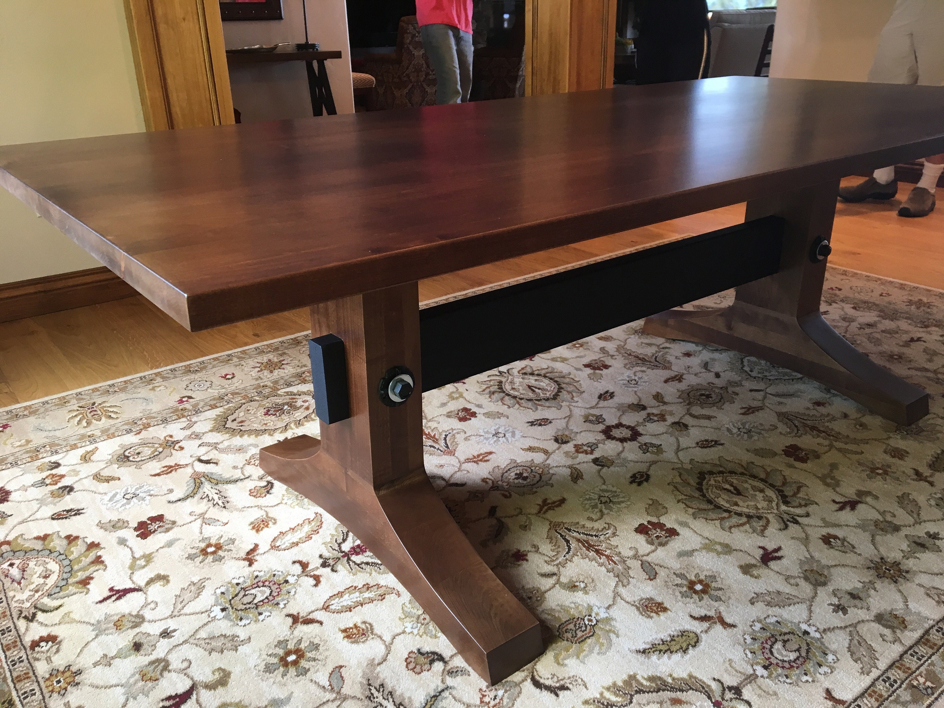 Curved Pedestal Trestle Dining Table Etsy