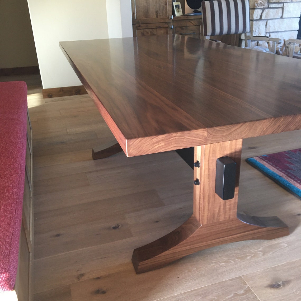 Curved Pedestal Trestle Dining Table Etsy