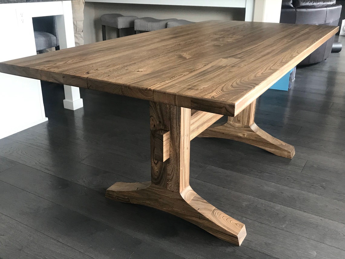 Curved Pedestal Trestle Dining Table Etsy