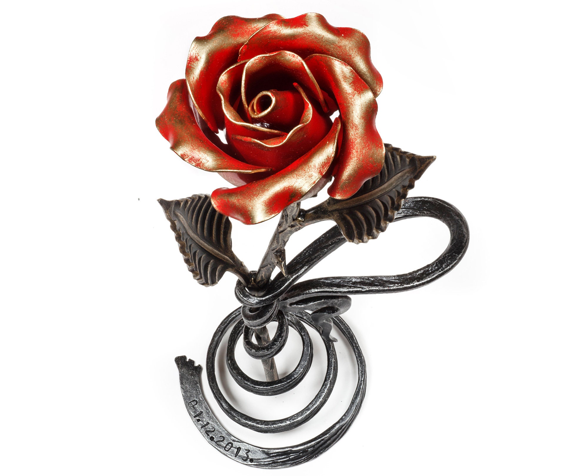 Iron Anniversary Gift for Her Hand Red Iron Rose Etsy