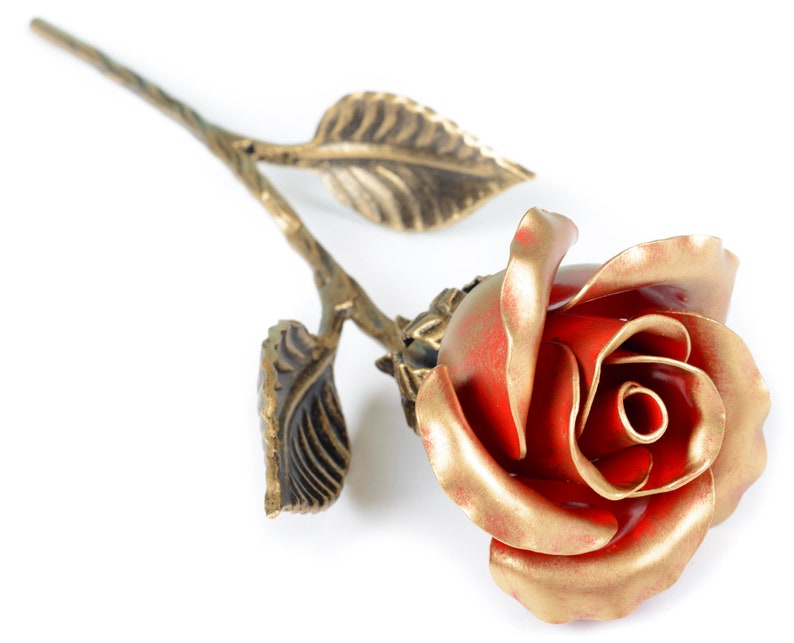 Iron Anniversary Gift for Her Hand Red Iron Rose Etsy