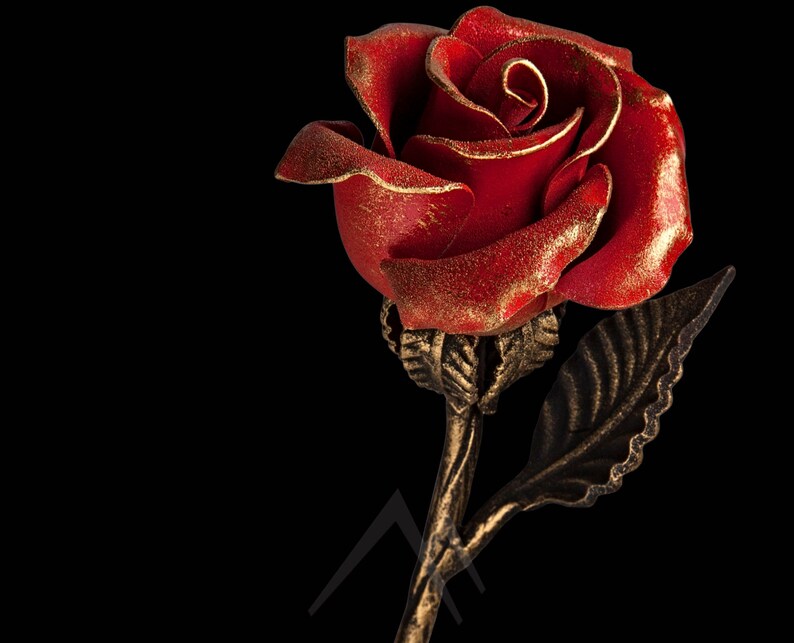 Iron Anniversary Gift for Her Hand Red Iron Rose Etsy