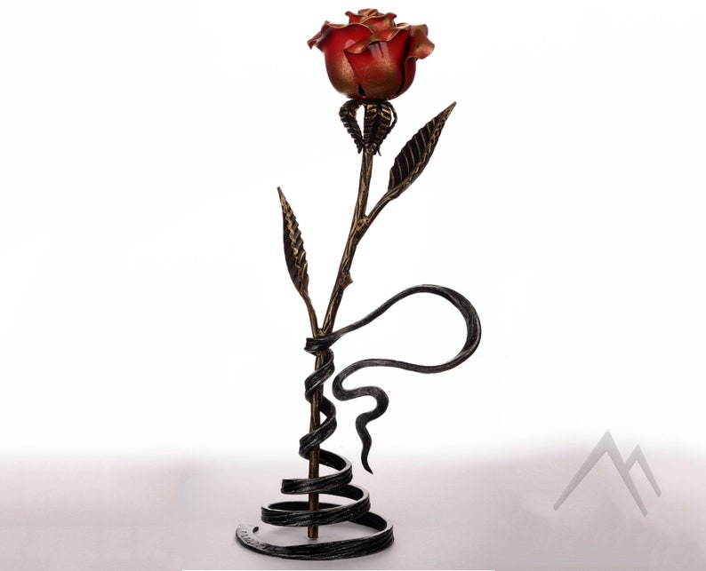 Iron Anniversary Gift for Her Hand Red Iron Rose Etsy