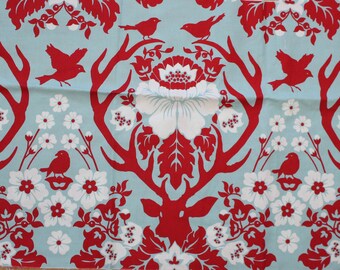 Fabric remnant - flowers and animals