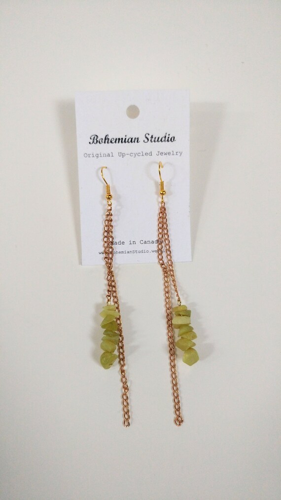 Chalcedony With Multi Gemstone Beads Earring Gold Plated Earrings Connector Wire Wrapped Earrings Single Bail Earrings GJ-1013 Peridot