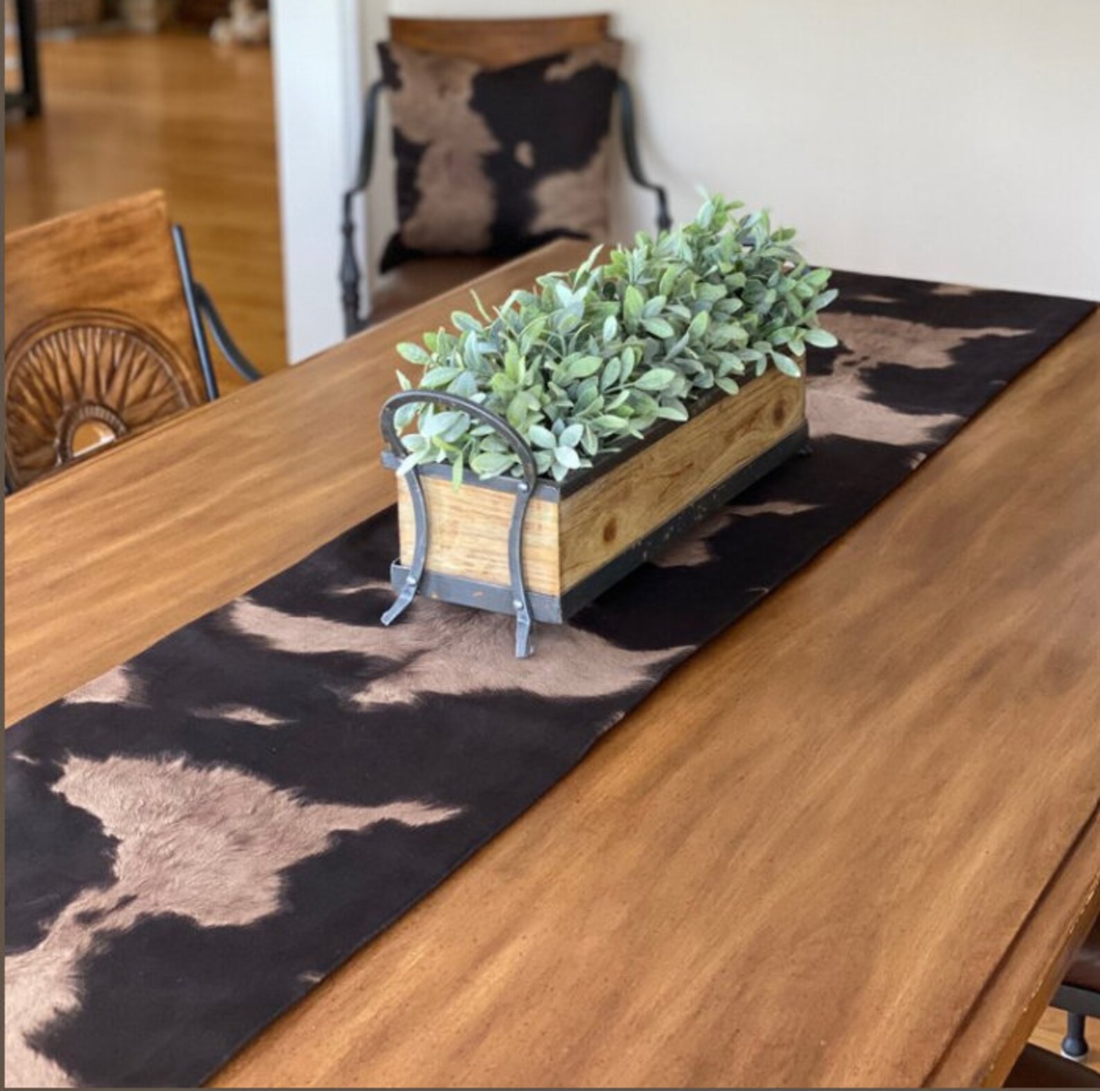 Cow Print 90 Table Runner Etsy