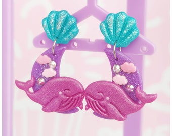 Kawaii earrings / Kawaii jewelry / Whale earrings