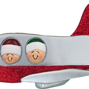 Family on Airplane 2 People Personalized Christmas Ornament , Christmas Decoration for Tree, Family Ornament