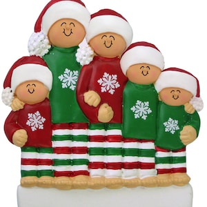 Pajamas 5 People Personalized Christmas Ornament , Christmas Decoration for Tree, Family Ornament