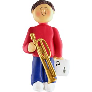 Musician Male Brunette Musical Instrument: Trombone Personalized Christmas Ornament, Christmas Decoration for Tree