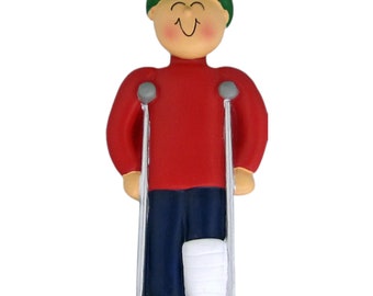 Personalized Crutches Christmas Ornament, Broken Leg Gift