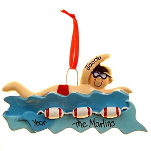 Swimmer Boy In Water Personalized Christmas Ornament , Sport Christmas Ornament, Christmas Decoration for Tree, Swimming Ornament