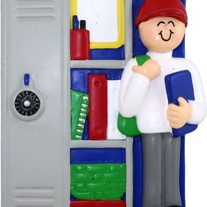 Teen School Locker- Personalized Christmas Ornament-Middle School, High School-Male Personalized Christmas Ornament
