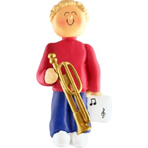 Musician Male Blonde Musical Instrument: Trombone Personalized Christmas Ornament, Christmas Decoration for Tree