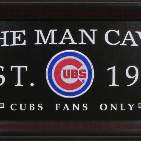 MLB Baseball Chicago Cubs Man Cave Sign Framed Deluxe Licensed Embroidered Team Emblem #2005