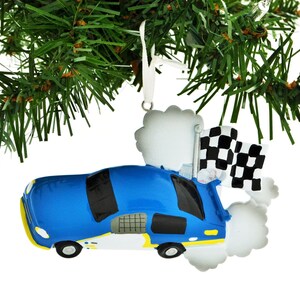 Child Race Car Blue Personalized Christmas Ornament, Kids Christmas Ornament, Christmas Decoration for Tree, Christmas Tree Ornament