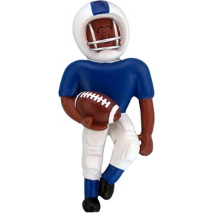 Playing Football Blue Uniform AA Personalized Christmas Ornament, Christmas Decoration for Tree, Christmas Tree Ornament
