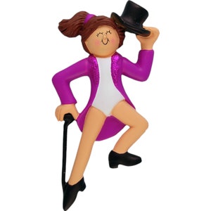 Tap Dancer Female Brown Personalized Christmas Ornament, Christmas Decoration for Tree, Christmas Tree Ornament