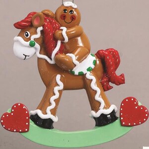 GINGERBREAD Rocking Horse Personalized Christmas Ornament - Hand Personalized Christmas Ornament - Christmas Decoration for Tree