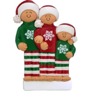 Pajamas 3 People Personalized Christmas Ornament , Christmas Decoration for Tree, Family Ornament