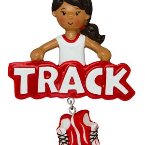 Track Girl African American Personalized Christmas Ornament, Sport Ornaments,  African American Girl Runner